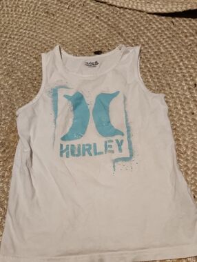 Hurley White Tank Top with Aqua Logo - Kids